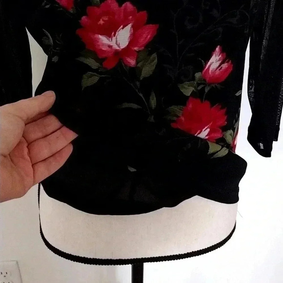 Emma James Floral Semi Sheer Black Top - Picture 7 of 11